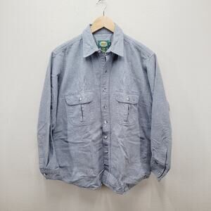 Cabela's Chamois Shirt XL Heavyweight Cotton Fits XL Gray Blue Gray Button Up